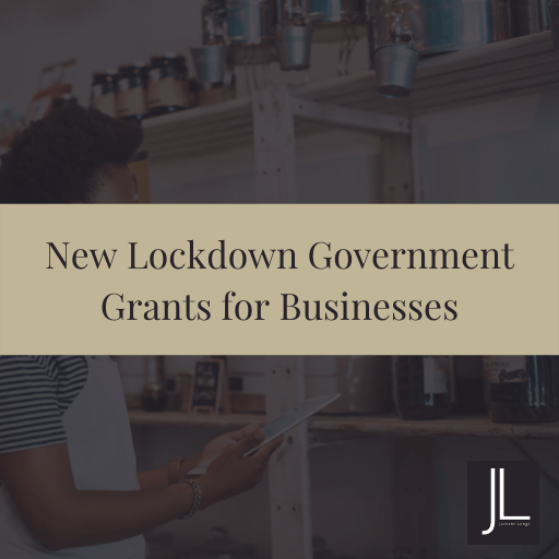 "New Lockdown Government Grants for Businesses" with a shelf full of jars